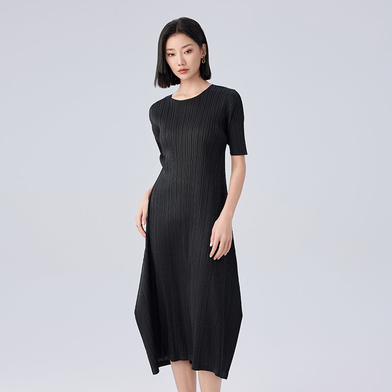 Summer New Large Size Even Loose Thin Personalized Pleated Long Dresses