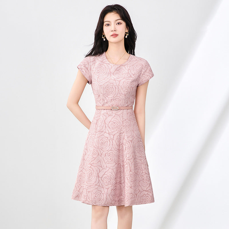 Effectiveness Dress Knee-Length round Neck Short Sleeve Polyester Fiber Weekly Updated Purchase at a Loss Dress