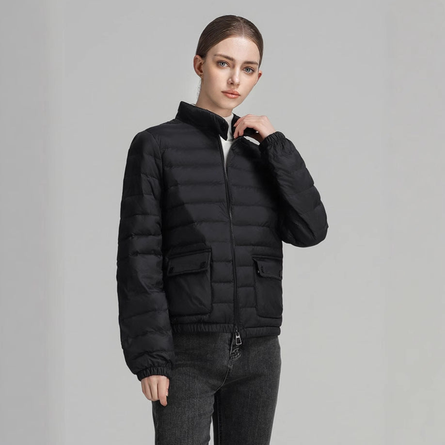 Winter Women's Duck Down Jacket Ultra Light Weight Padded Puffer Hooded Casual Thickened Solid Warm Short Coat