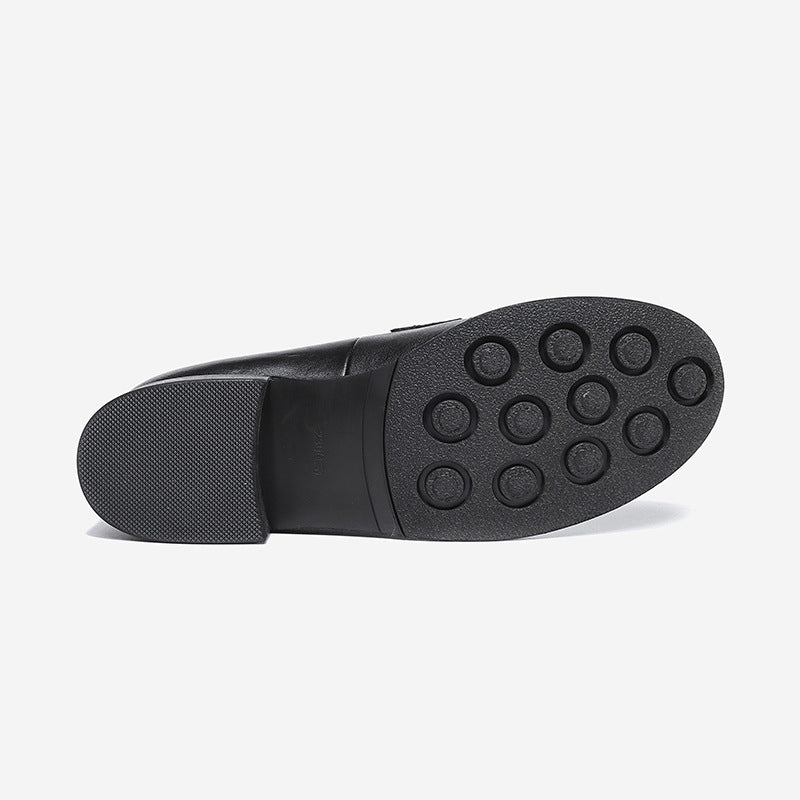 New Soft Leather Breathable Leather Shoes Womens Station Casual British Style Loafers with Business Bean Shoes