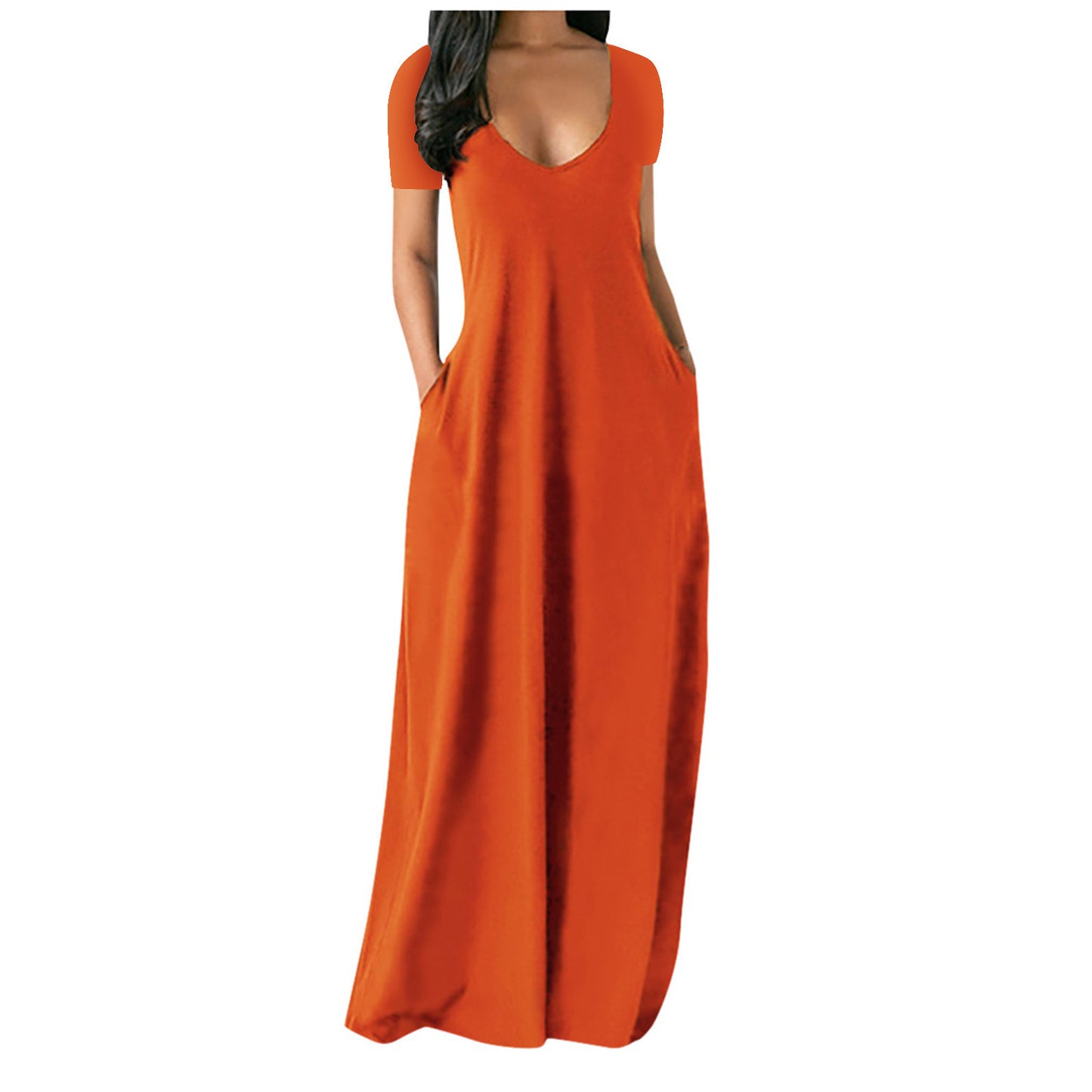 Cross-border Summer Hot Selling Sexy V-neck Solid Color Spaghetti Strap Dress