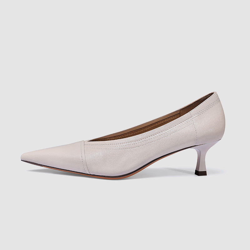 Genuine Leather Thin High Heels Pointed Toe Spring Summer Gorgeous Women Shallow Pumps