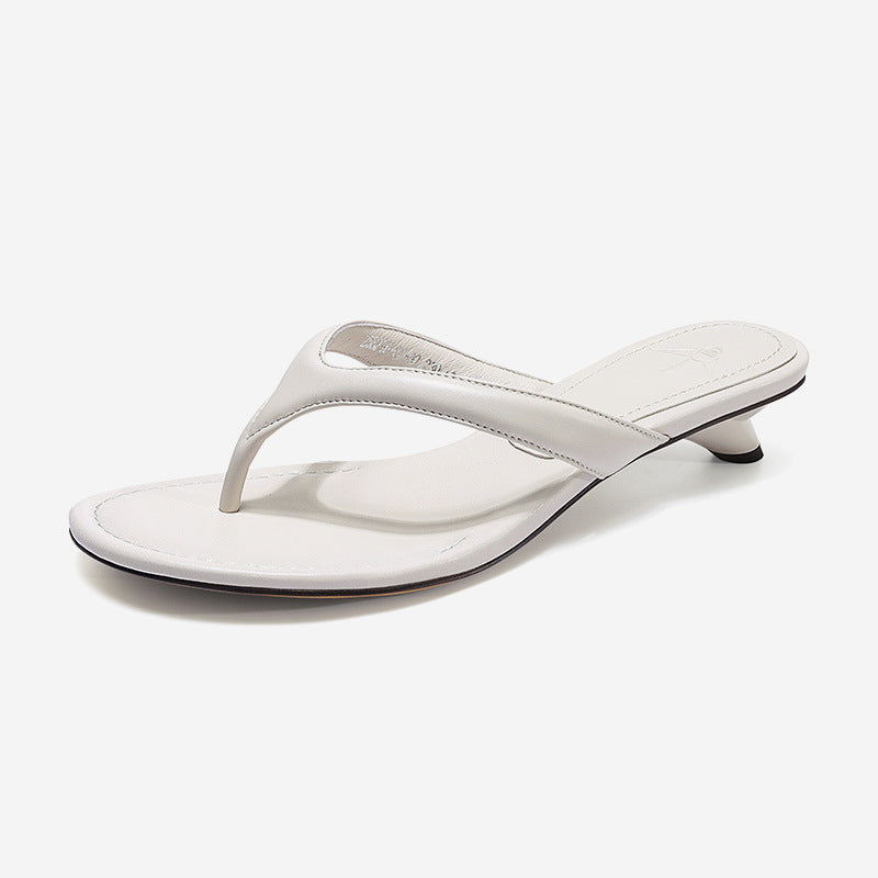 Summer Thin Heels Female Flip flops Sandals Shoes For Women Fashion Round Toe Ladies Heeled Sandals Slides Shoes