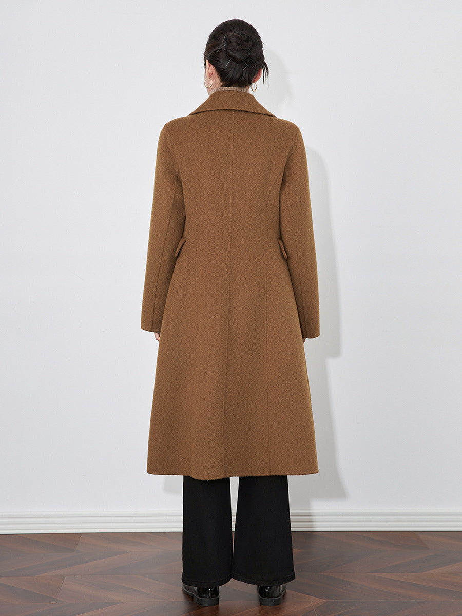 Woolen Coat for Women 2024 Winter Warm Fleece Vintage Quality Outerwear Loose Long Jacket