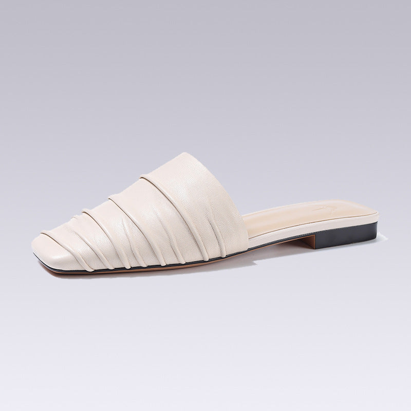 Summer Square Toe Women Mules Slippers Fashion Slip On Elegant Outdoor Flat Heels Banquet Prom Shoes