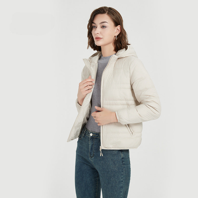 90% White Duck Down Women Puffer Jacket New Sprign Fashion Hoode Slim Fit Ultralight Packable Female Casual Short Parkas