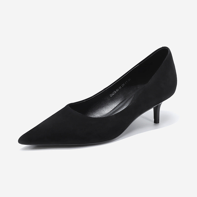 Suede Wine Red High Heels Women Sexy Pure Color Pointed Toe Pumps Slip-on Daily Wear Work Shoes