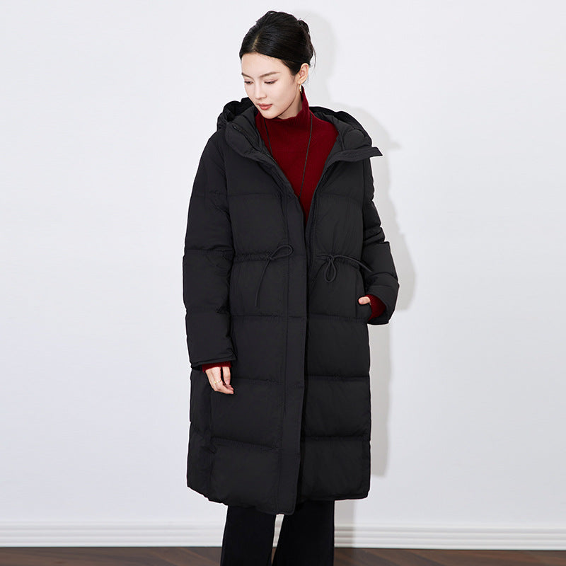 High-end Thickened Hooded Long Down Coats for Women 2025 New Simple Fluffy Warm 90% White Duck Down Winter Puffer Jacket