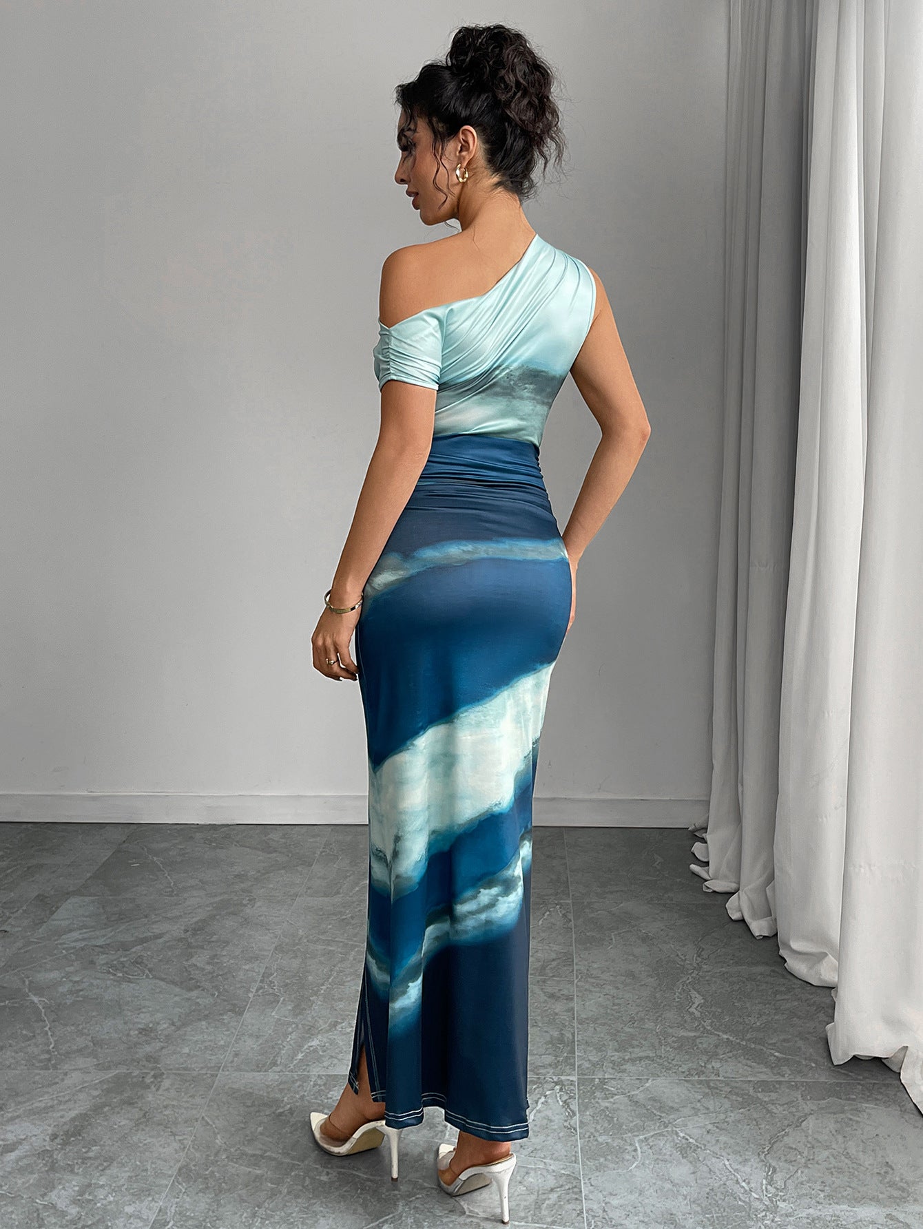 Summer New Style Wish Women's Slim Fit Color Block Shoulder Long Dress Sleeveless Cross-Border Fashionable Elegant Dress