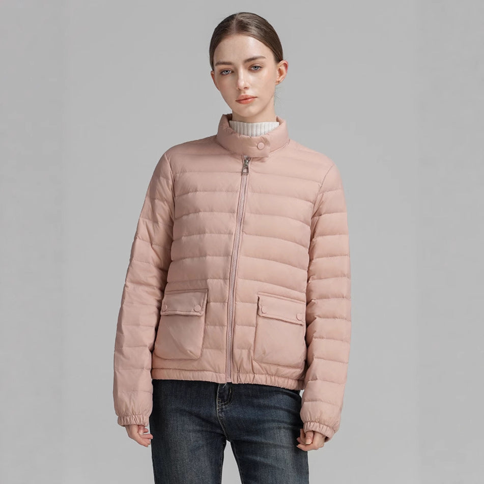 Winter Women's Duck Down Jacket Ultra Light Weight Padded Puffer Hooded Casual Thickened Solid Warm Short Coat
