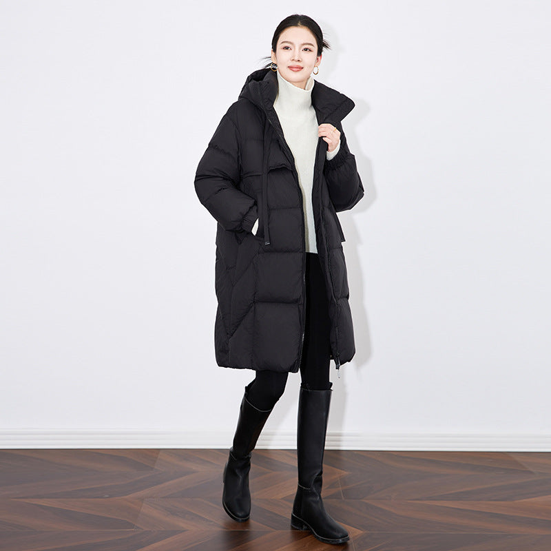 Down Coat Jacket For Women Winter Thick Warm Mid-length Short Two Color Coat
