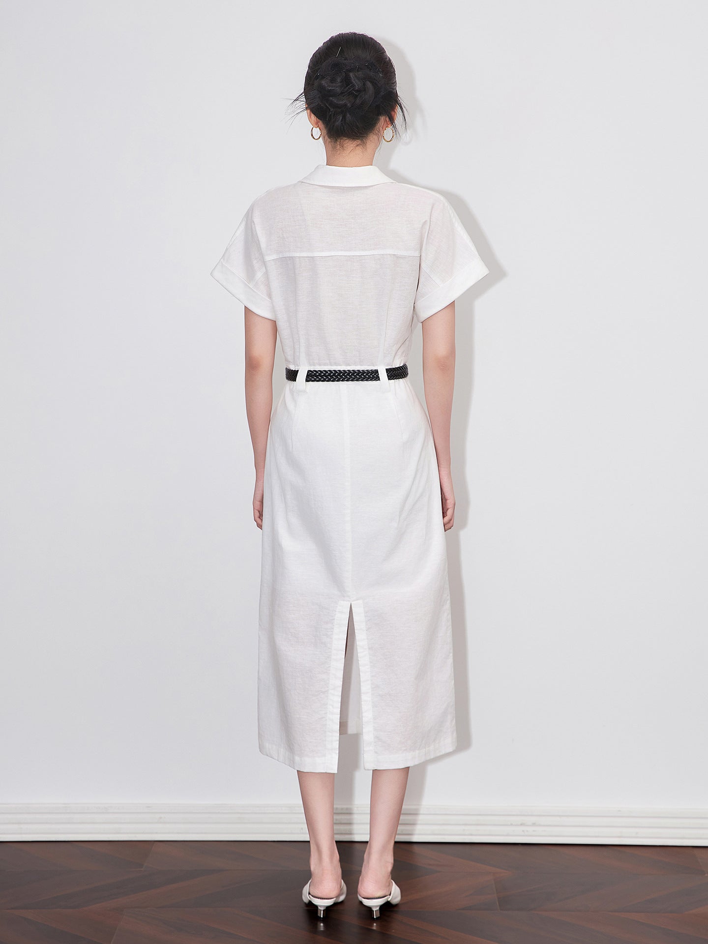Summer French Style Women's Shirt Dresses with Belted 2025 New Short Sleeve Elegant Casual Loose A-line Dress Female