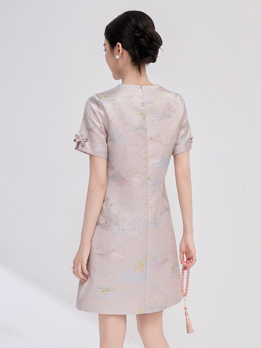 Style Young Girl Qipao Women New Chinese Light Luxury Temperament Printed Improved Cheongsam Loose Slimming Dress