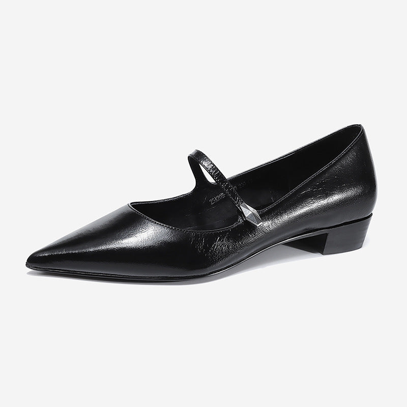 Leather Pointed-Toe Wedges Buckle-Strap Woman Pumps Elevator Shoes Dress