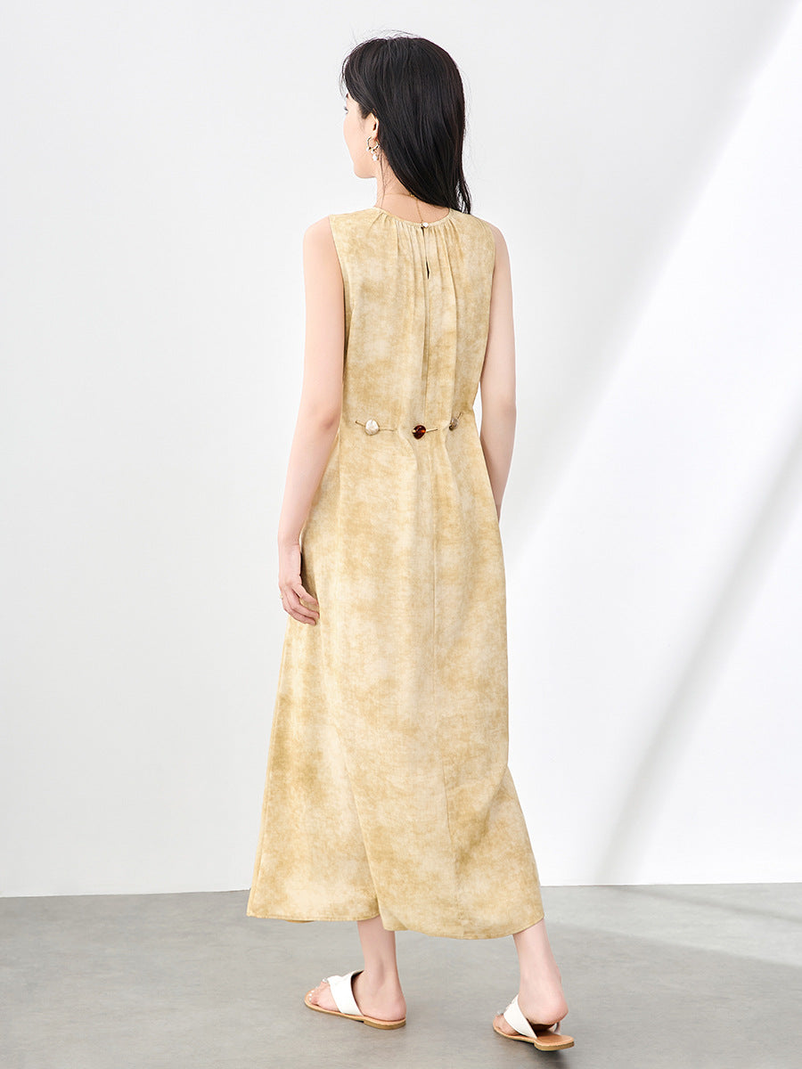 Spring Summer New High Waist Gored Skirt Neck Design Women's Dress Strapless V-neck Long Ankle-length Gown Sleeveless Gown
