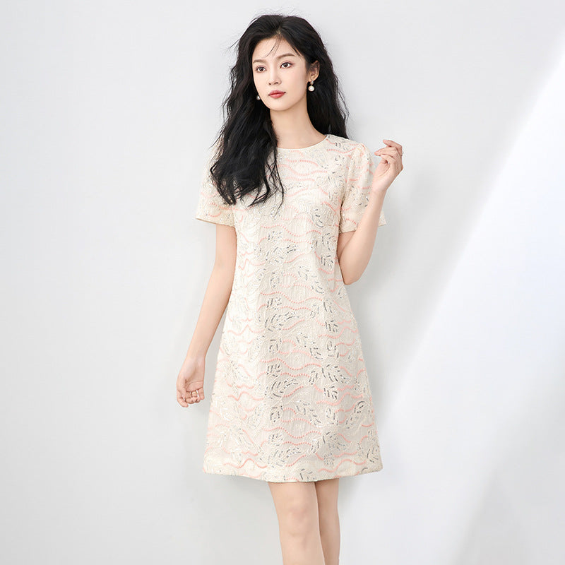 Faionable Lace Dress Summer New Sle Ele Slim ort Sve Large Size A-Line Skirt Women's Premium Clothing Dress