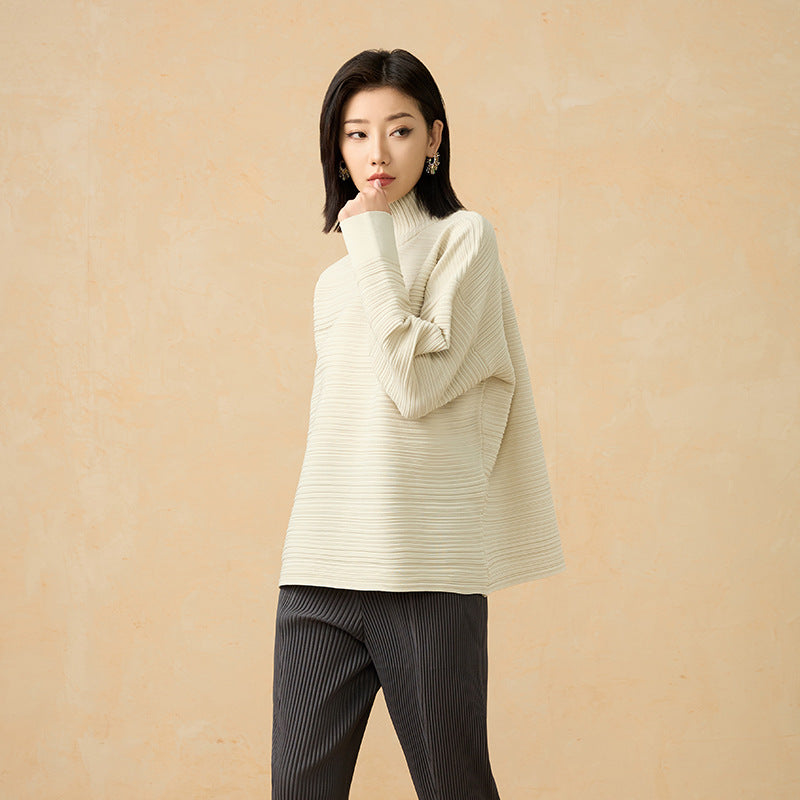 Women's T-shirt Casual Style Long Sleeved A-line Scarf Collar Chic Loose Pullover Tops