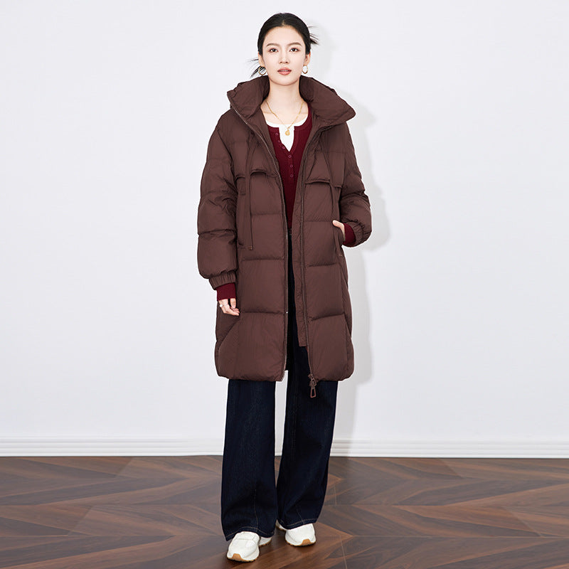Down Coat Jacket For Women Winter Thick Warm Mid-length Short Two Color Coat
