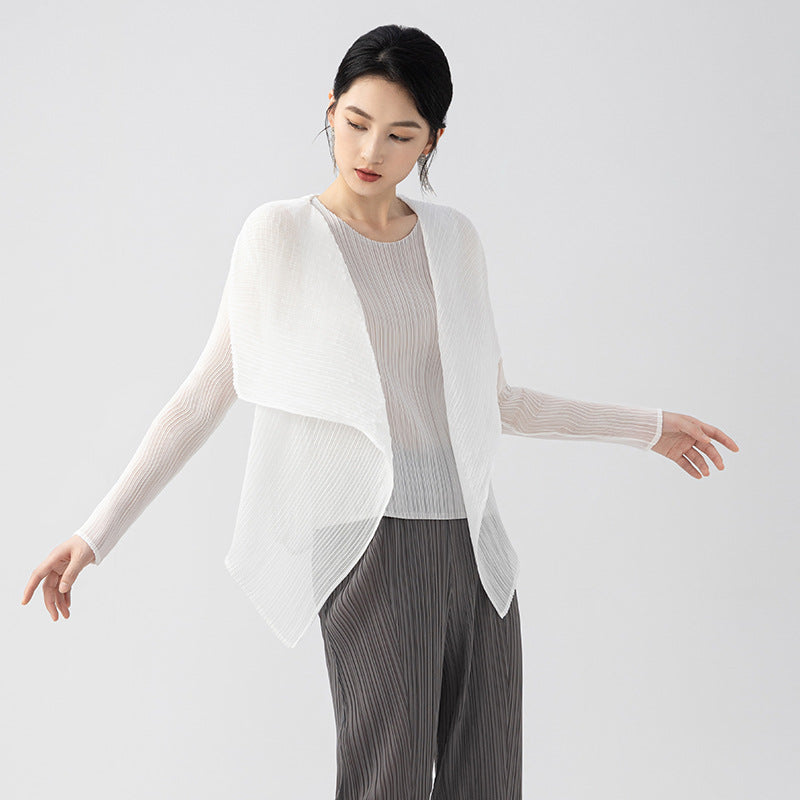 New Fashion Tencel Light Women Jacket Comfortable Chiffon Shirt Peplum Sunscreen Cardigan Female Tops