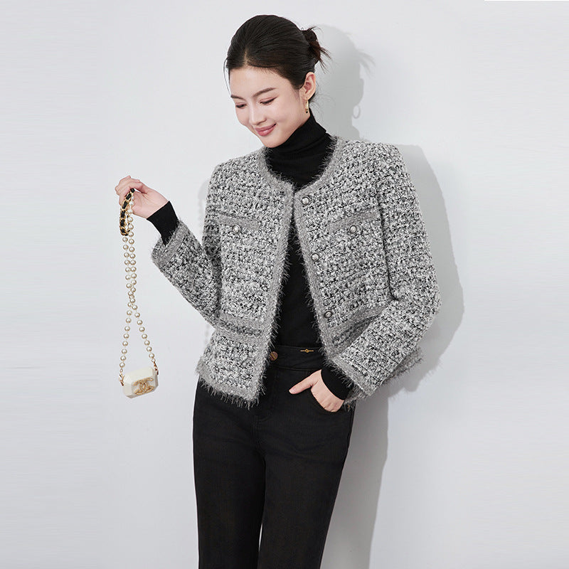 Short Windbreaker Jacket for Women Autumn Winter New Arrival Coarse Tweed Ladies Top Women's Fashion