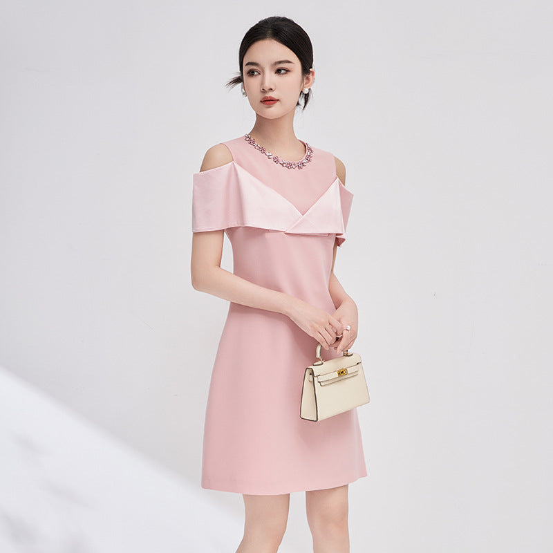 Summer South Oil Heavy Industry Elegant Socialite Off-Shoulder Dress Women's New Fashion