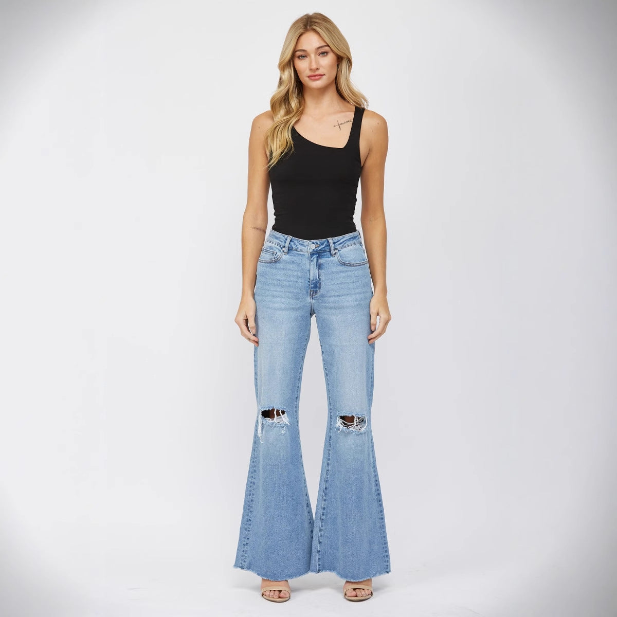 Women's Pocket Hole Speaker Casual All-match Denim Trousers