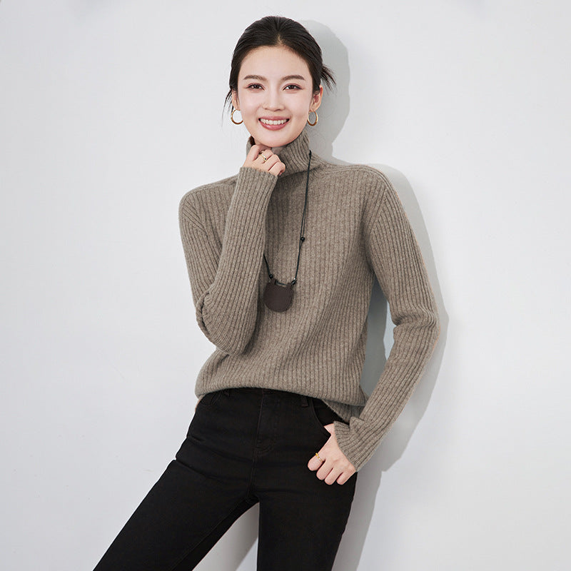 Wool Sweater Women's Knitted Sweaters 100% Merino Wool Turtleneck Long-Sleeve Pullover Winter Autumn Jumper Top Clothes