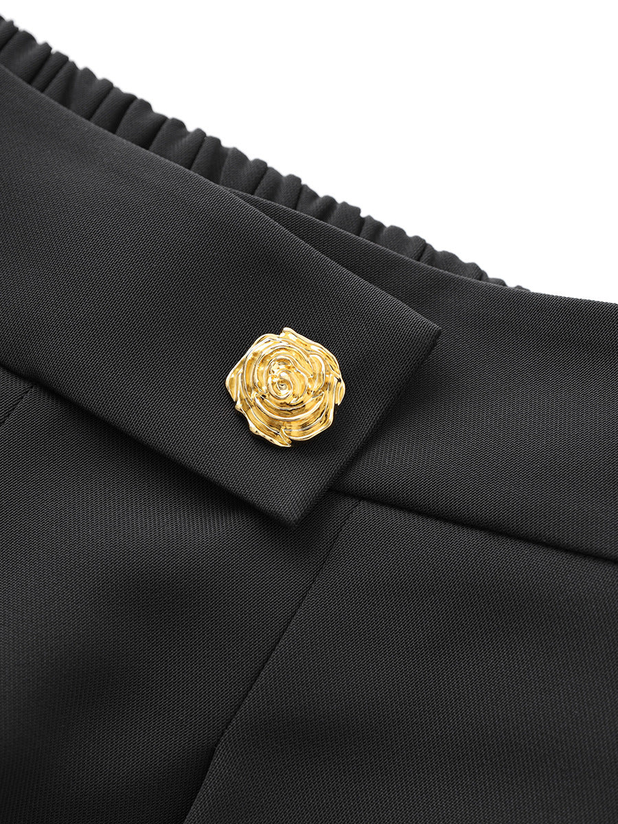 Elegant Long Pants Women's Clothing Black Wed Leg Pants High Waisted Casual Suit Pant Female Trousers Work Style