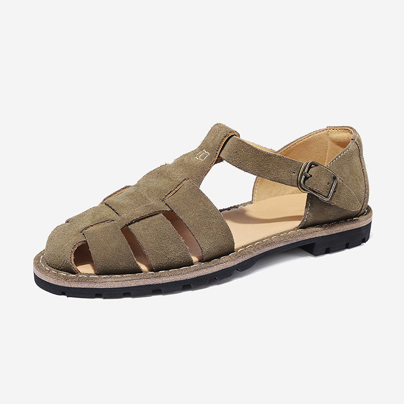 Casual Summer Shoes Green Flats Gladiator Sandals Ladies Suede Leather Women's Sandal Brand Designer Comfortable Flip Flops