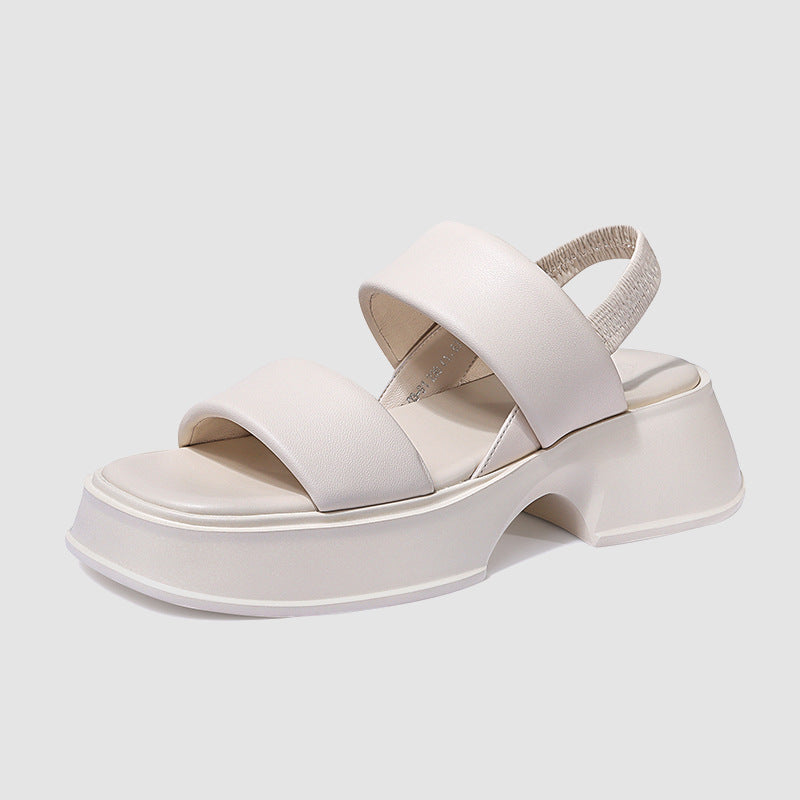 Platform One Word Belt Slippdes Sexy Square Toe Sewing Mixed Colors Slip Women Shoes