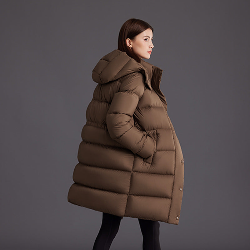 Down Jacket Women New Winter Puffer Jacket Clothes Zipper Loose 90% White Duck Down Coat Female Solid Thicken Warm Long Parkas