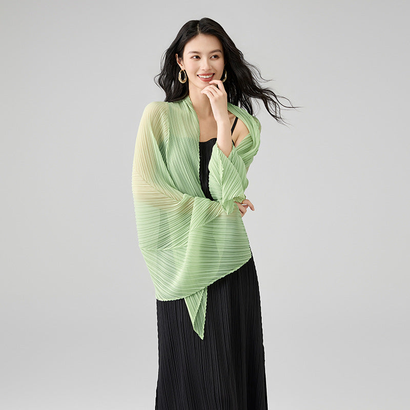 Summer New High End Simple Pleated Scarf Comfortable And Gentle Shawl Sunscreen And Sunshade Accessories