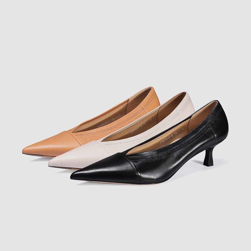 Genuine Leather Thin High Heels Pointed Toe Spring Summer Gorgeous Women Shallow Pumps