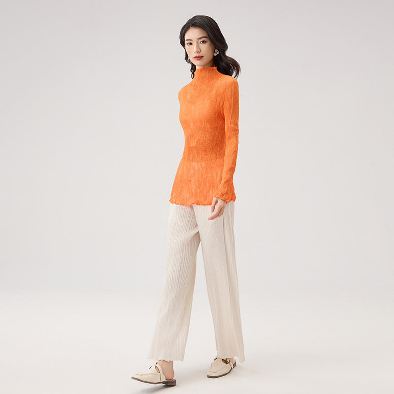 New Senior Sense of Bottoming Shirt Lace Super Elastic Slim Age Reduction Thin T-shirt