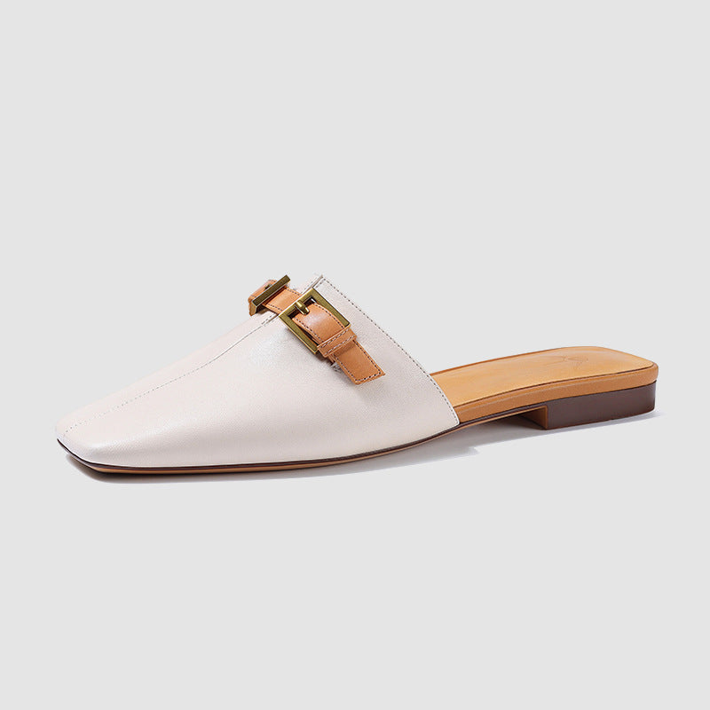 Summer Breathable Daily Black Korean Fashion Baotou Half Tuo External Wearing Slippers