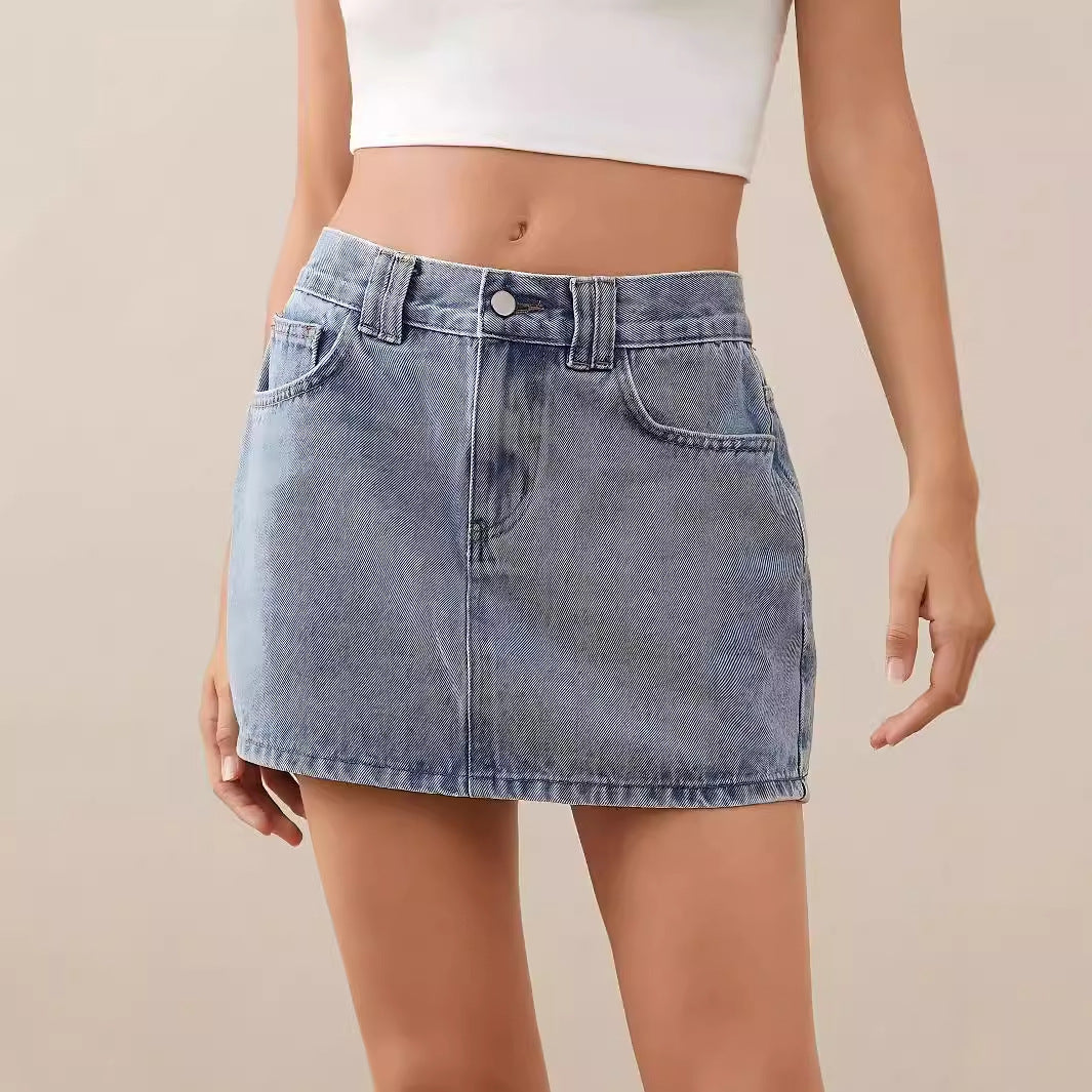 New Spring and Summer Fashion Women Denim Skirts Casual Chic High Street Ladies Skirt
