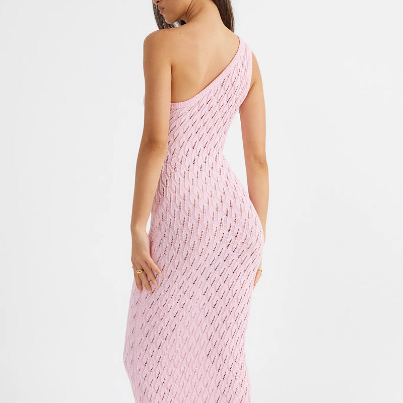Summer Dress for Women Clothing Solid Spice Girls Hollow Knitted Dress Stacked Pullover Long Sexy Dresses