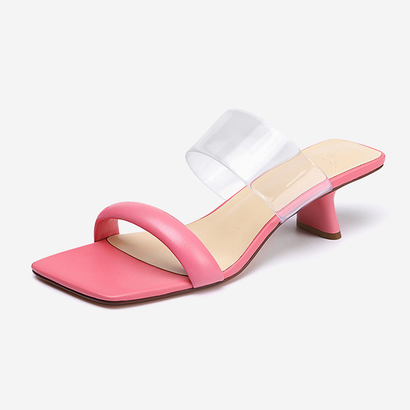Summer New Open Toe Narrow Band Concise Womens Sandals Yellow Silver Black High Heels Dress Casual Slippers Slides