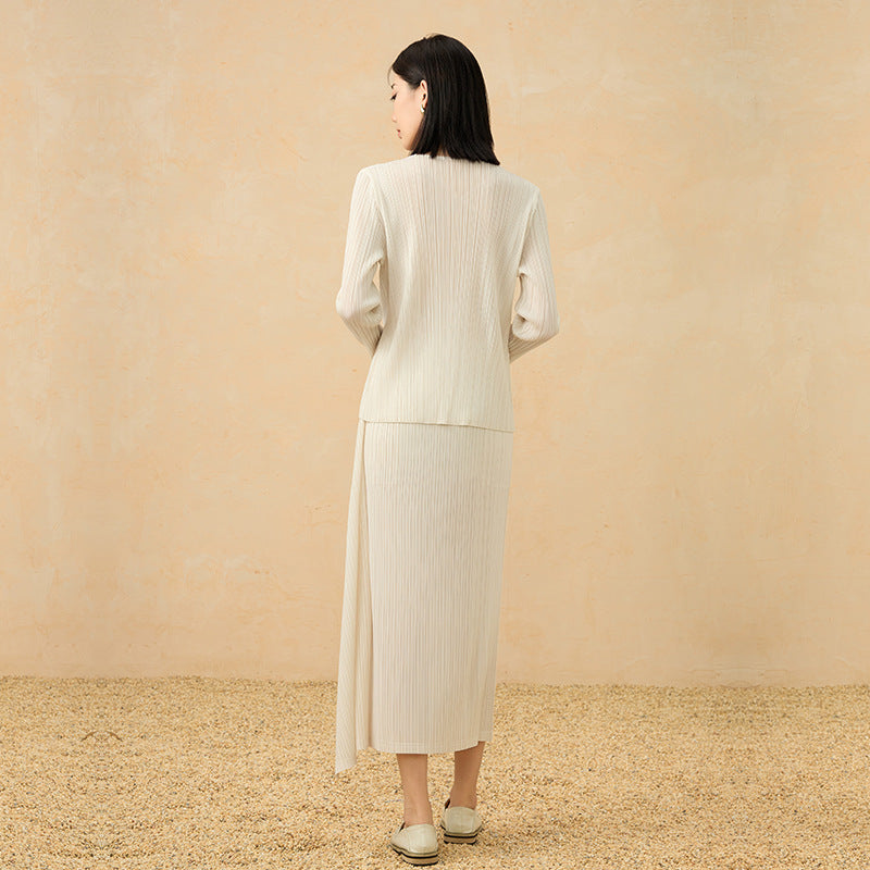 Spring and Summer New French Splicing Solid Color Tie Flowing Long Skirt