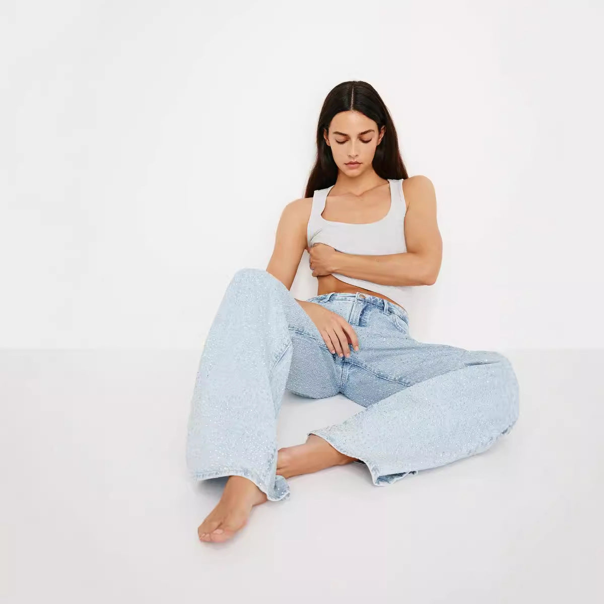 Women's Wear Loose Denim Wide Leg Pants Slimming High Waist All-match Jeans for Women