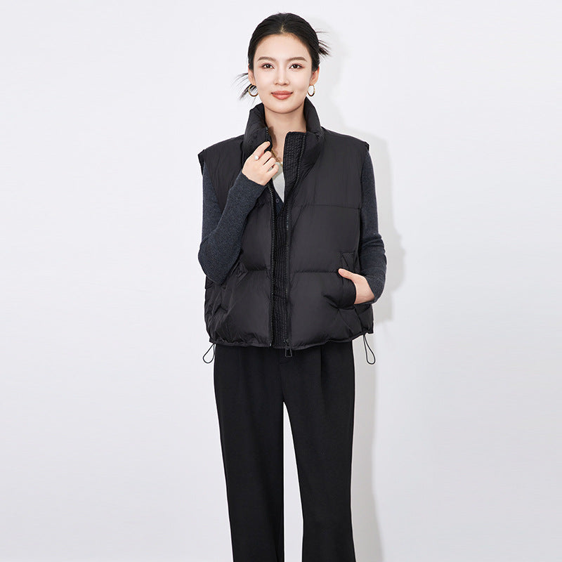 Winter Short Down Vest Stand Collar Warm Casual Elegant Sleeveless Coats Outdoor Quilted Travel Jackets Clothes