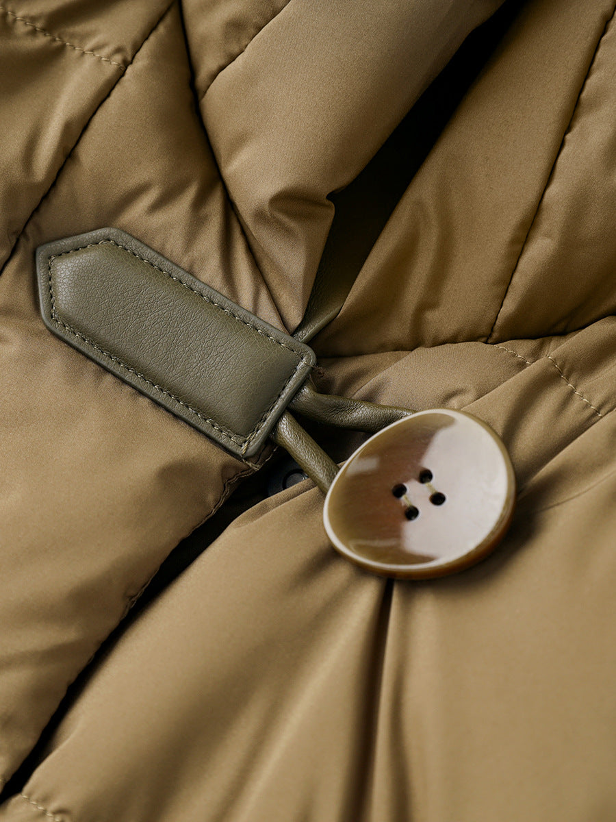 Down Jacket Women Short Vertical Thread Puffs Jacket Winter Thick Lapel Down Coat
