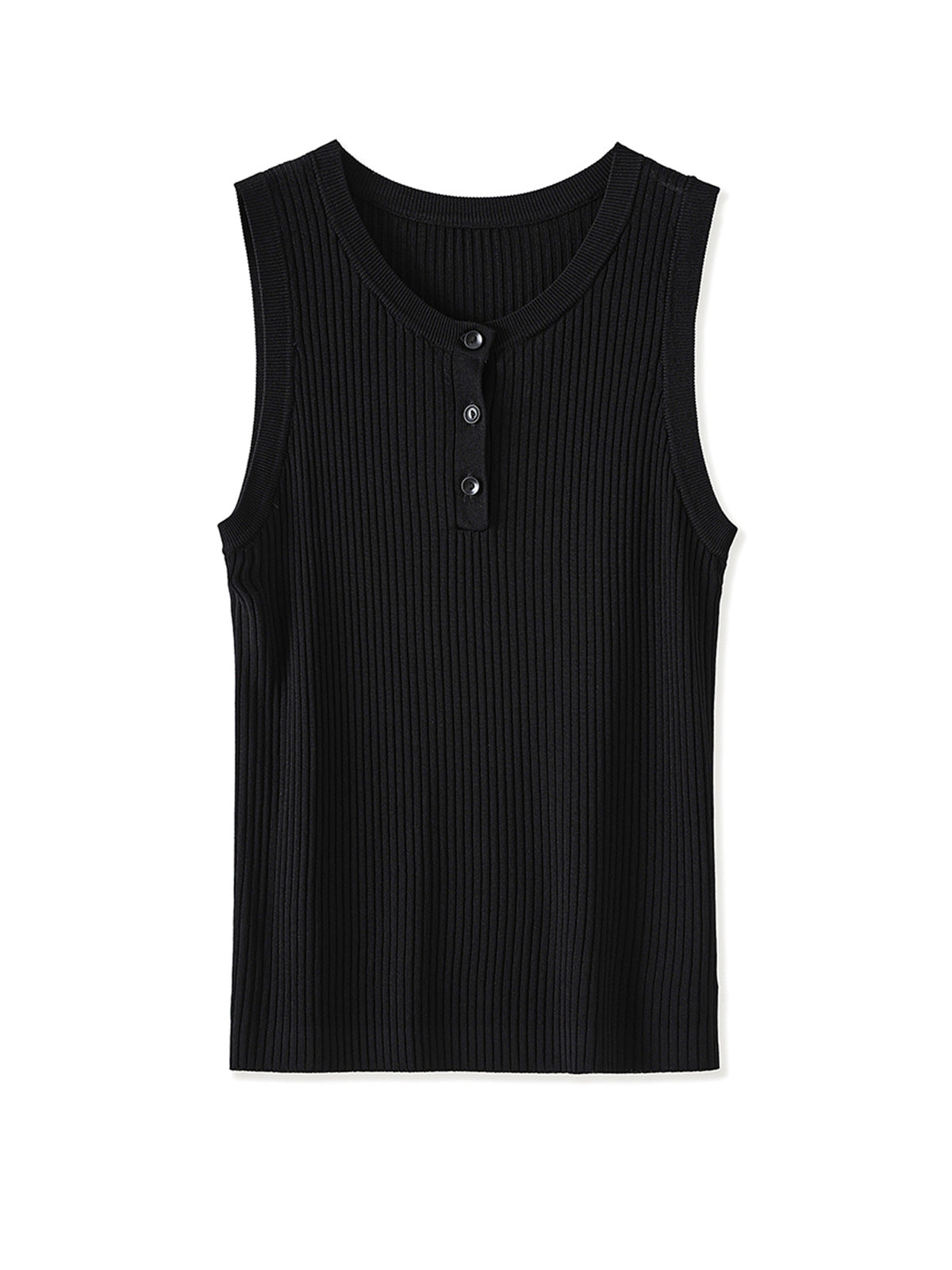 Women's Slim Fit Svel Tank Top Button Detail Casual Versatile Base Layer Outerwear Inner Match All Match