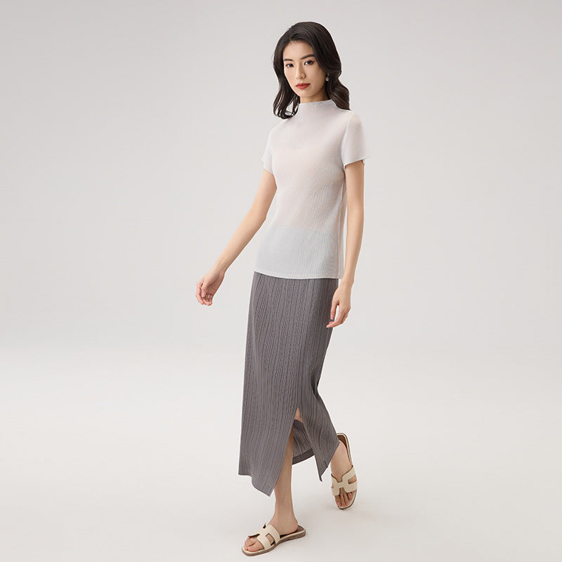 Summer New Half-high Neck Solid Color Loose Thin Commuter Versatile Blouse
