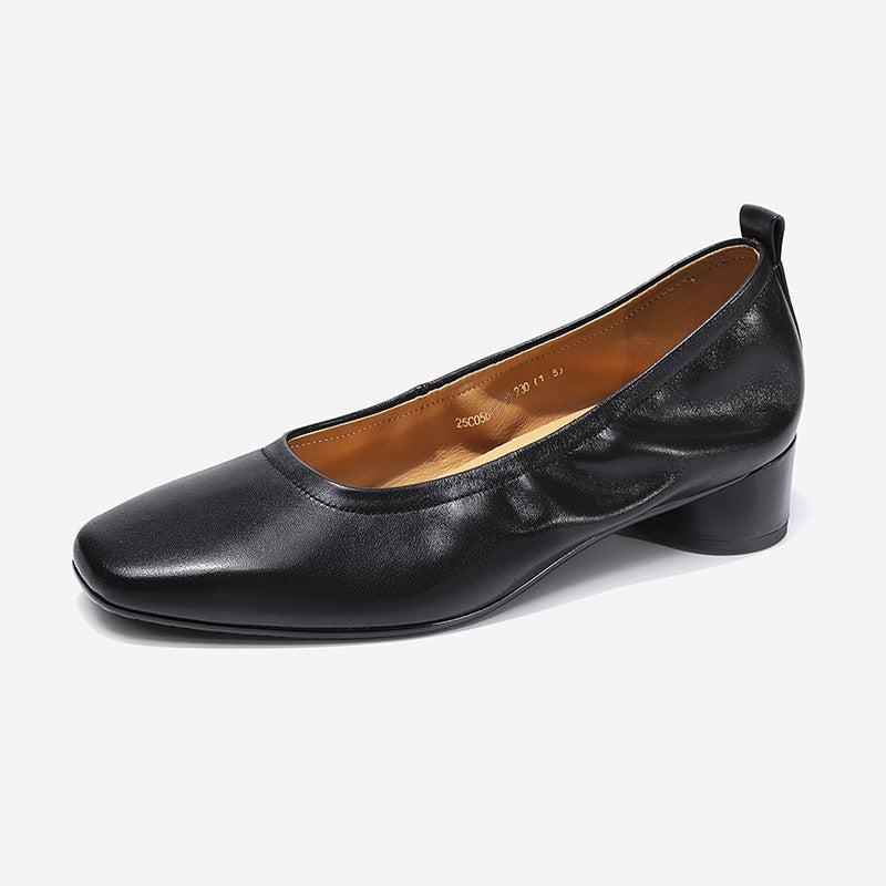 Women Pumps Spring Summer Office Ladies Party Wedding Thick Heels Soft Genuine Leather Basic Shoes Woman Elegant Fashion
