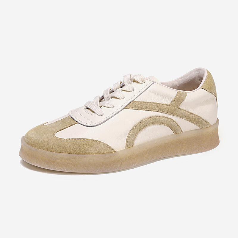 Suede Sneakers Women Synthetic Leather Round Toe Casual Trainers Lace Up Female Patchwork Flat Shoes