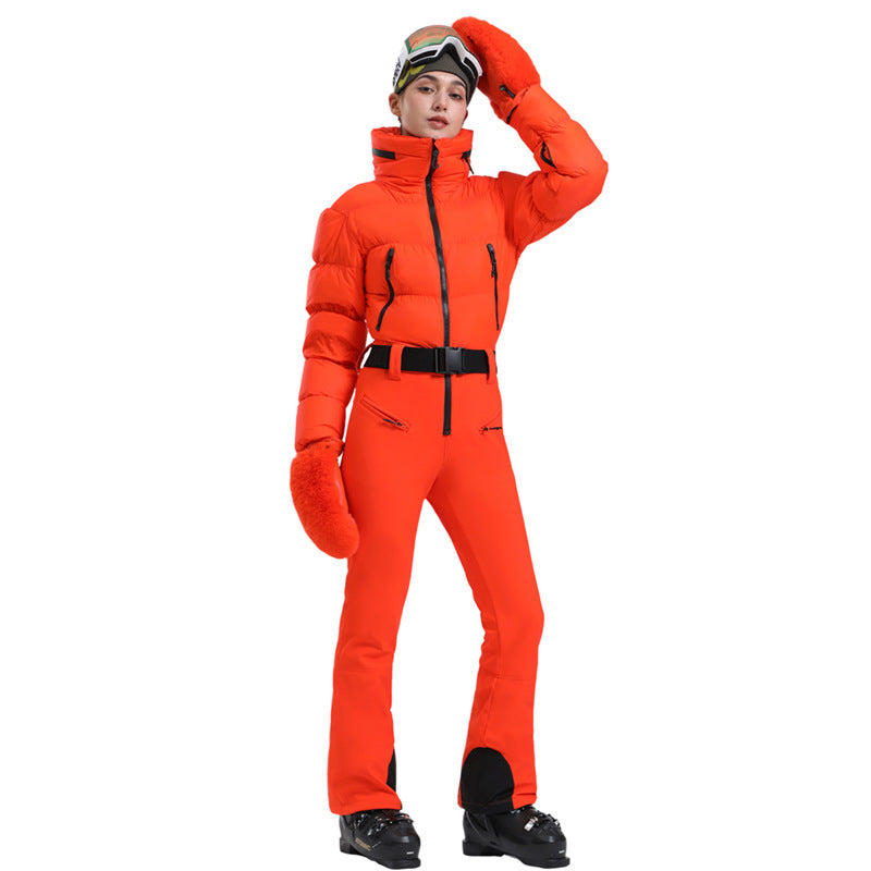 Snow Winter Warm One Piece Ski Suit Wear-resistant Waterproof Down-filled Ski Wear Outdoor Female Snowboard Snowsuit