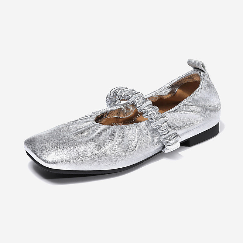 Mary Jane Vintage Women Low Heel Round Toe Ballet Loafer Classic Shoes Casual Dress Soft Flats Handmade