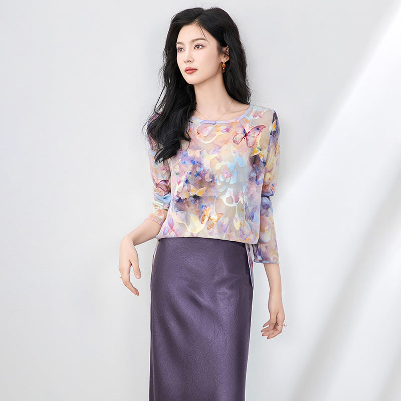 Elegant Women Printed Shirts 2025 Spring Summer Long Sleeve Lapel Button-up Female Casual Blouses Office Ladies Tops Camisas