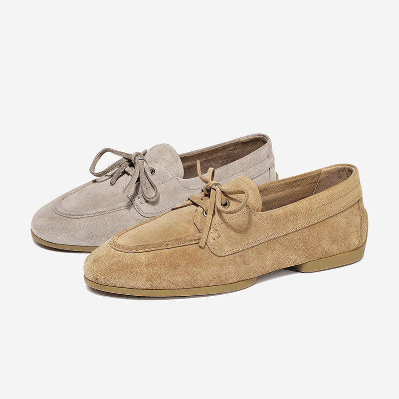 Women's Flats Shoes High Quality Genuine Leather Retro Loafers Shoe Casual Flat Sole Comfortable Lazy Shoes